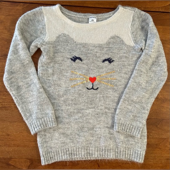 Carter’s cat face sweater. Sz 4T - Picture 5 of 5